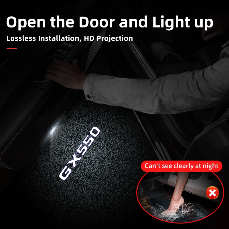 لكزس GX550 2024 2025 GX550h الباب ترحيب مصباح تعديل الداخلية ترقية الملحقات مصباح إسقاط HD باب السيارة الخفيفة