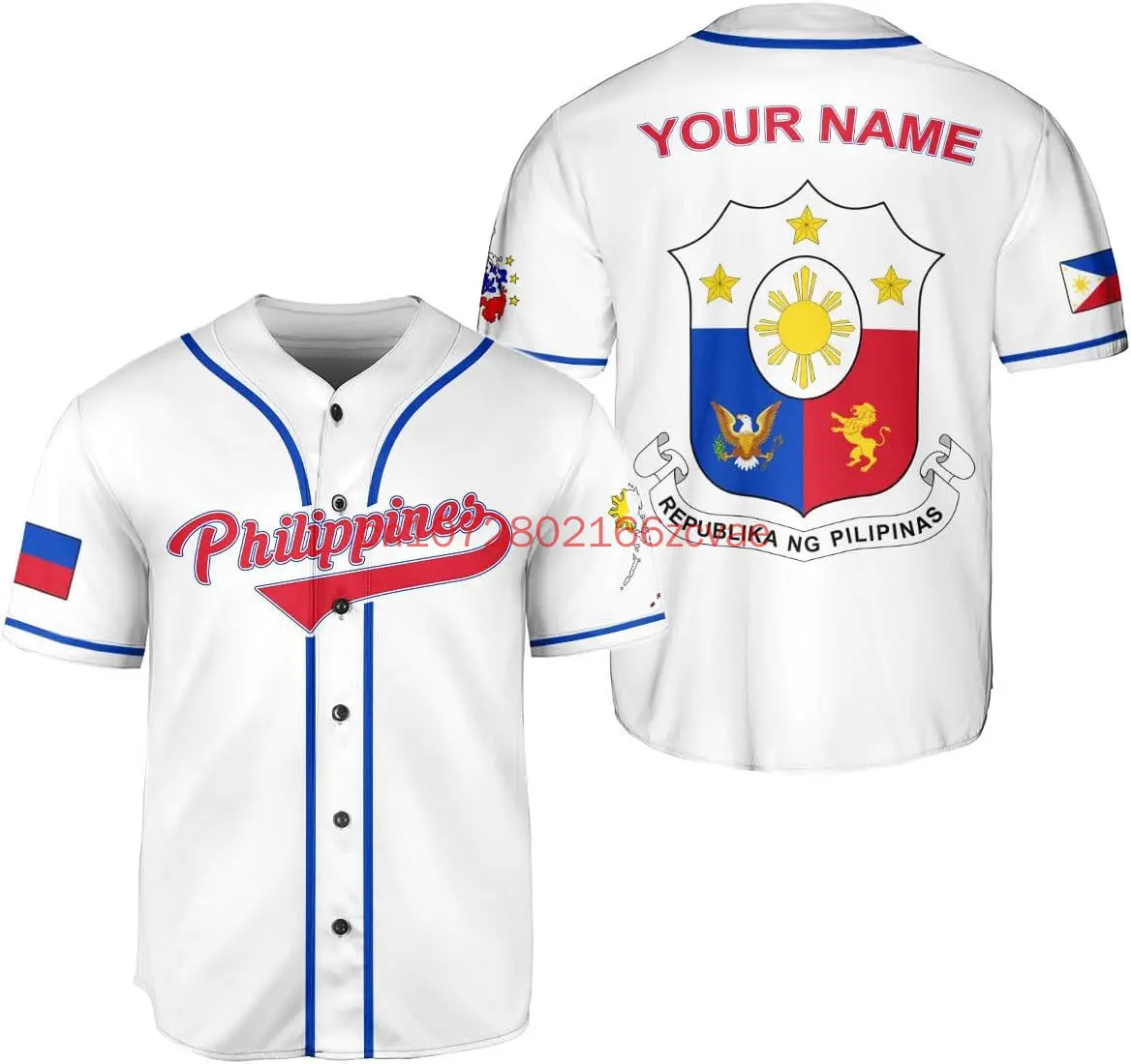 

Personalized Philippines Baseball Jersey Streetwear Customized Baseball Shirt DIY Your Name Number Men's And Women's Jerseys