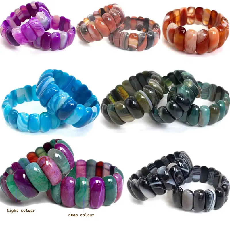 Natural 9 Color Botswana Agate Stone Beads Bracelet Natural Gemstone Jewelry Bangle For Man Woman For Gift Wholesale