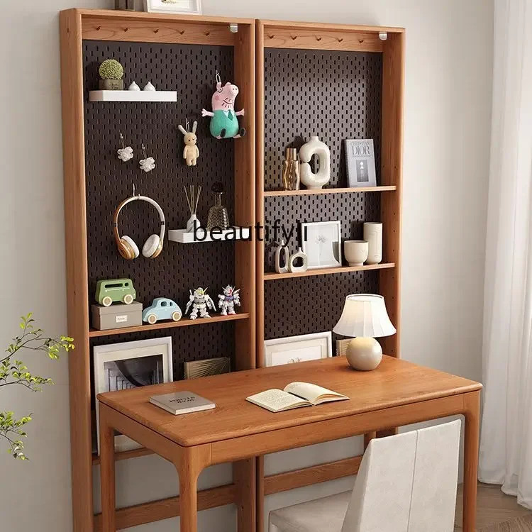 X Solid Wood Entryway Shelf Light Luxury Narrow Doorway Wall-Mounted Pegboard High Storage Rack Modern Simple Home Use