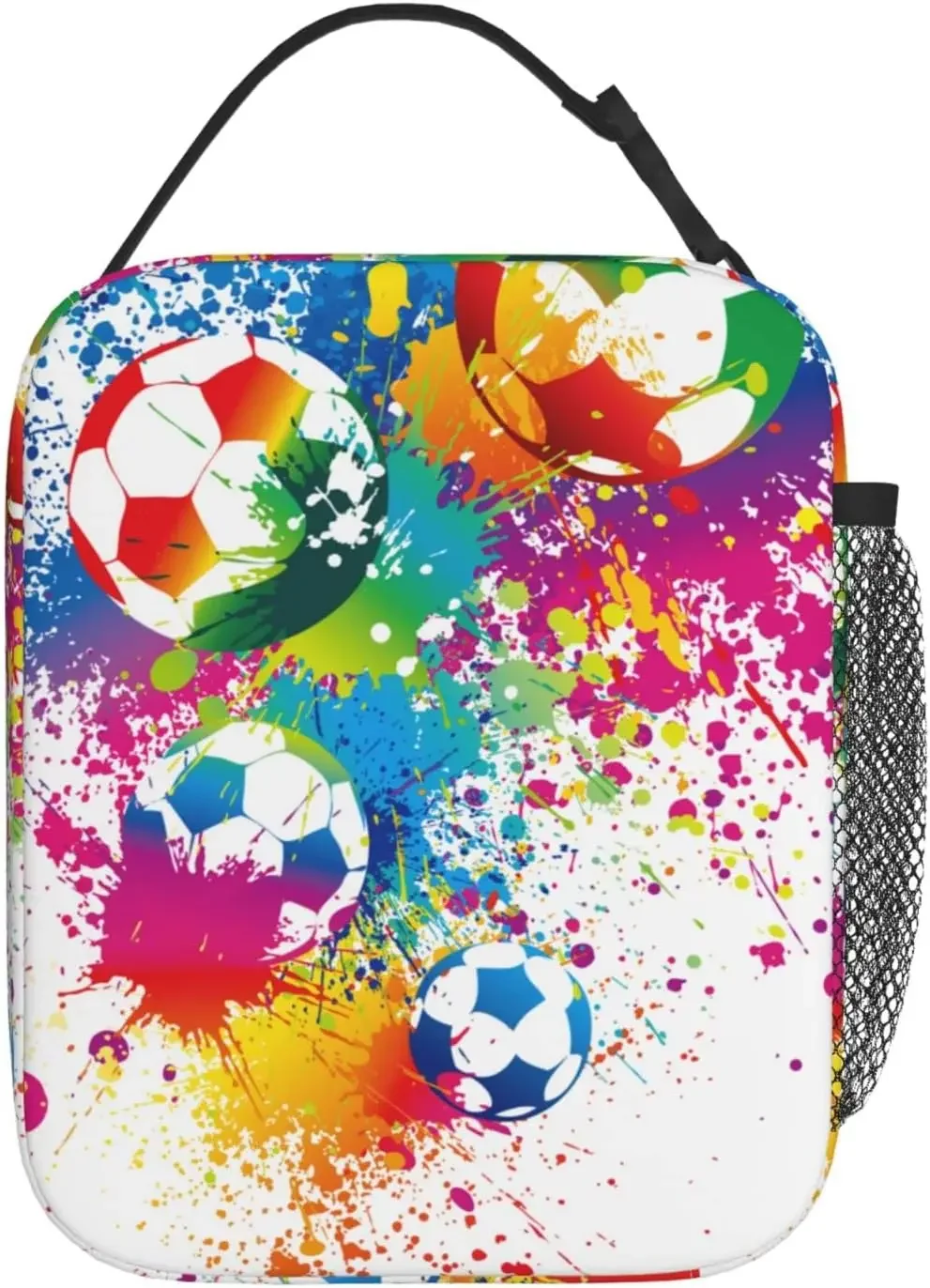 Colorful Soccer Ball Lunch Bag For Boys Girls Kids Football Reusable Lunch Box Insulated Meal Bags Portable Lunch Tote For S