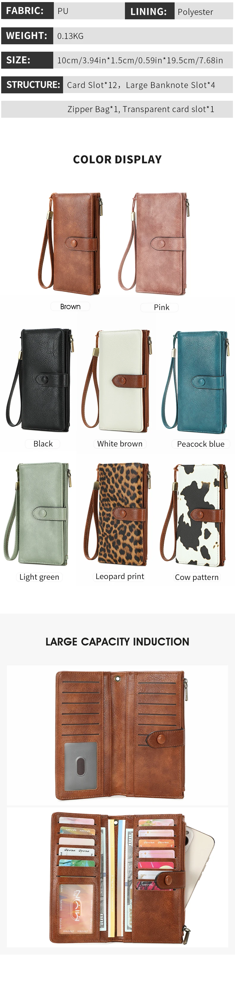 Ultradünne Tragbare Bi-Fold Damen-Geldbörse RFID-geschützter Kreditkartenhalter/Clutch Minimalistischer Multifunktionaler Münzbeutel – Detail 2