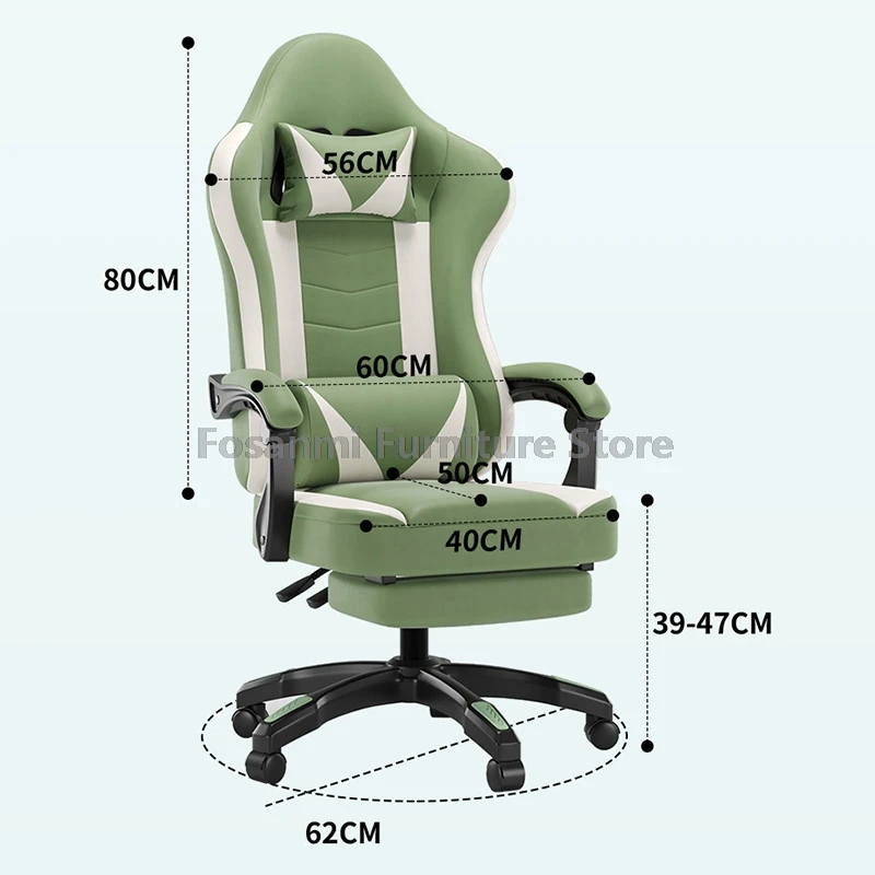 Adjustable Reclining Gaming Chair for Home Office Ergonomic Swivel Computer Chair Stylish Gamer Esport Chair with Support Pillow