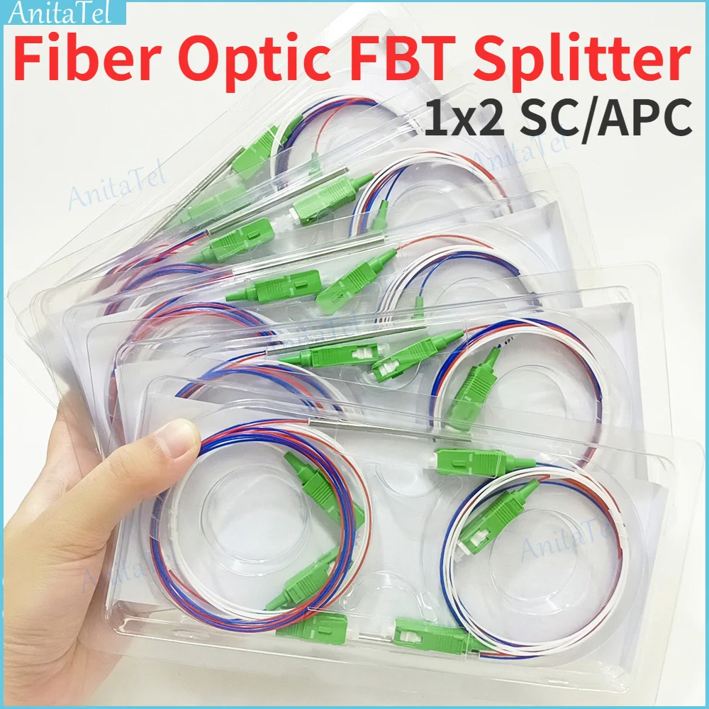 10pcs/lot SC/APC Fiber Optic FBT Splitter with Connector SC APC 1x2 0.9mm Unbalanced Coupler 70/30 60/40 Optional Ratio Splitter