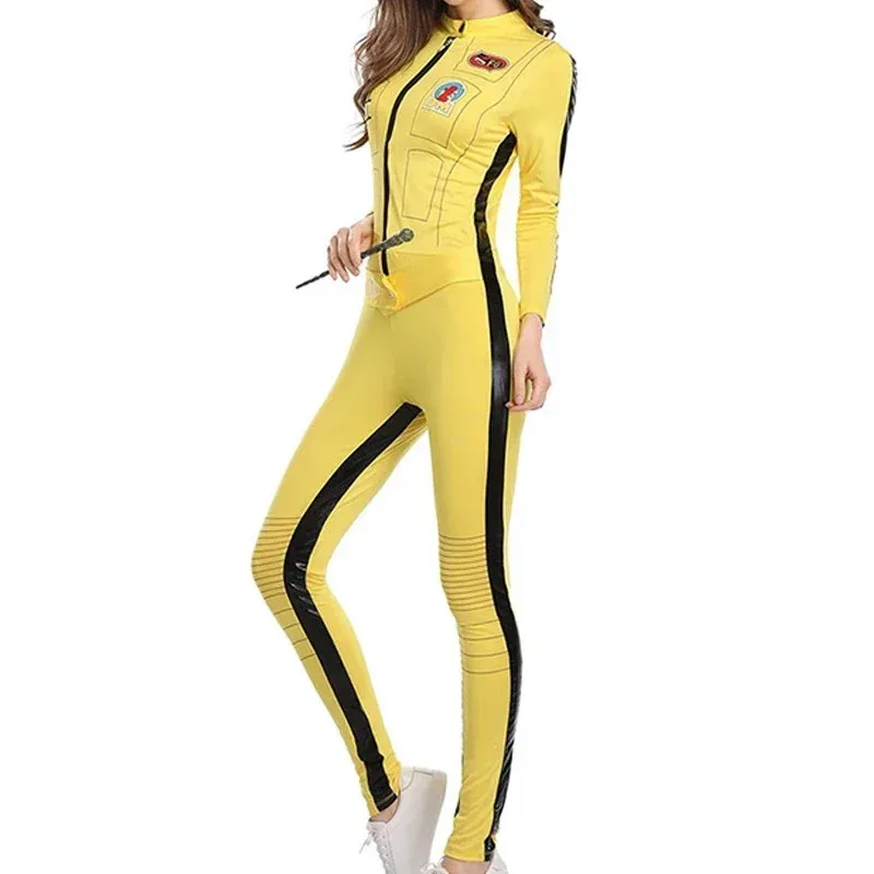 Kill Bill The Bride Beatrix Kiddo Cosplay Costume Kung Fu Jumpsuit for Women Halloween Carnival Mardi Gras Costumes F
