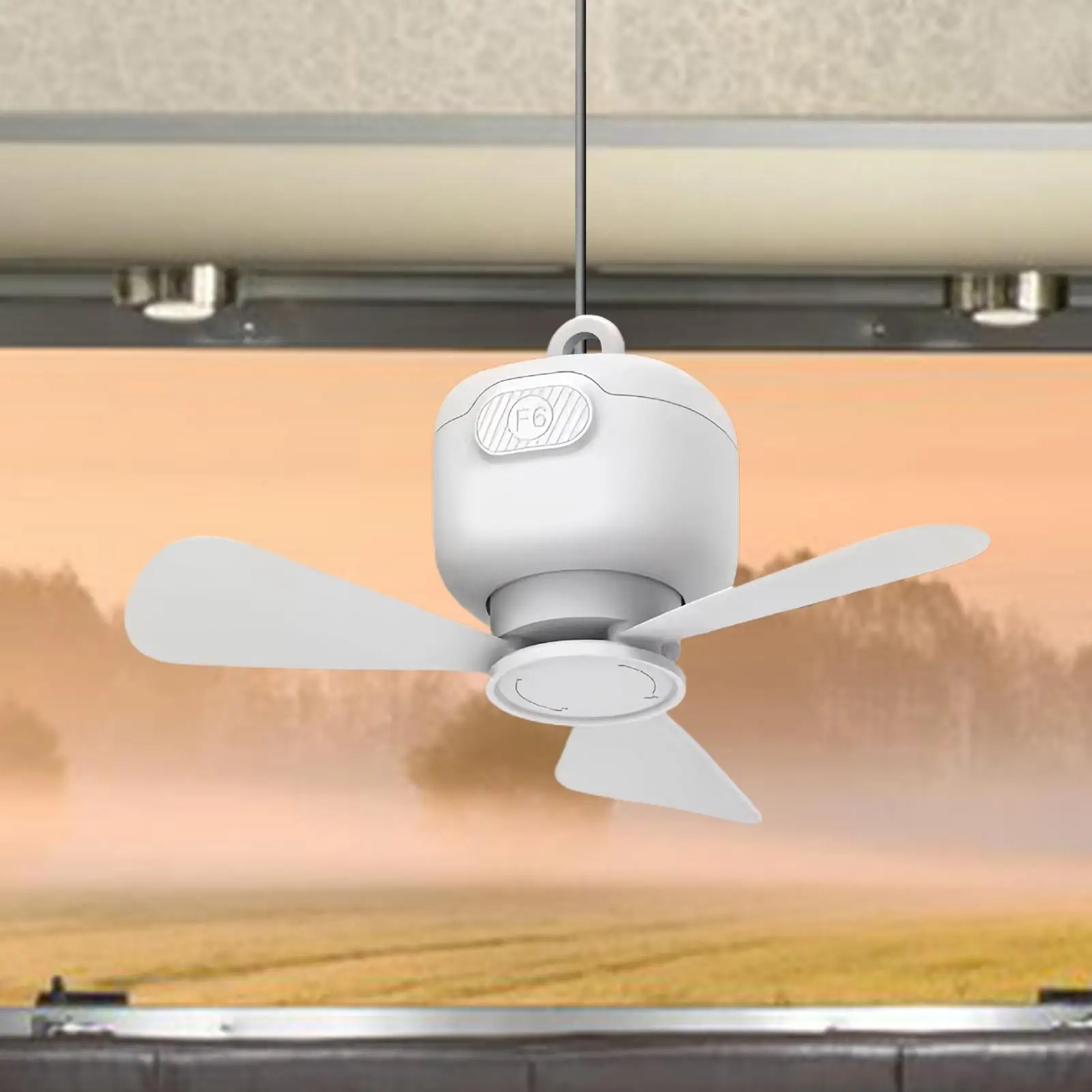 Portable Ceiling Fan Silent Hangable Ventilator 3-Speed Adjustable USB Ceiling Fan For Porch Tent RV Canopy Outdoors Gazebo