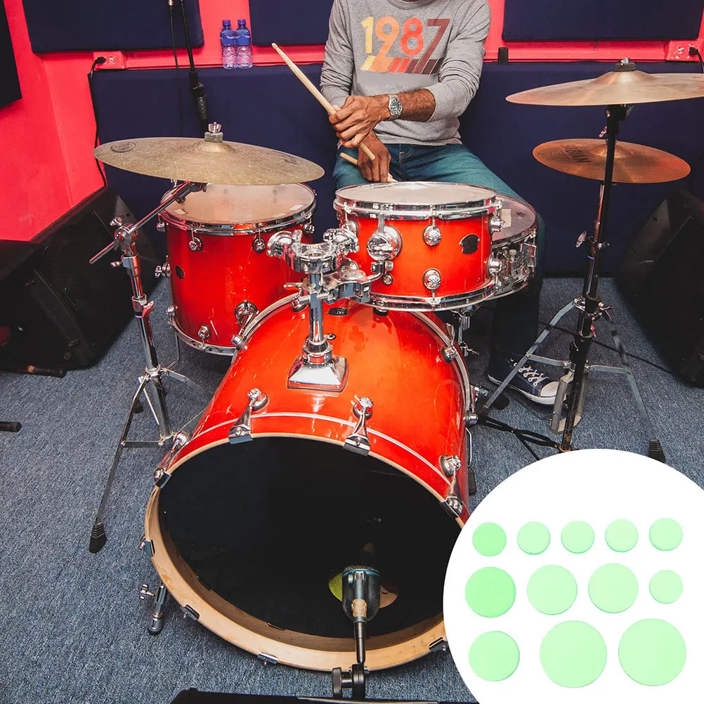 

36pcs Drum Silencing Pads Mute Dampener Green 12 Packs Reusable Silicone Long Life Practice Gifts Strong Adhesive Easy Remove