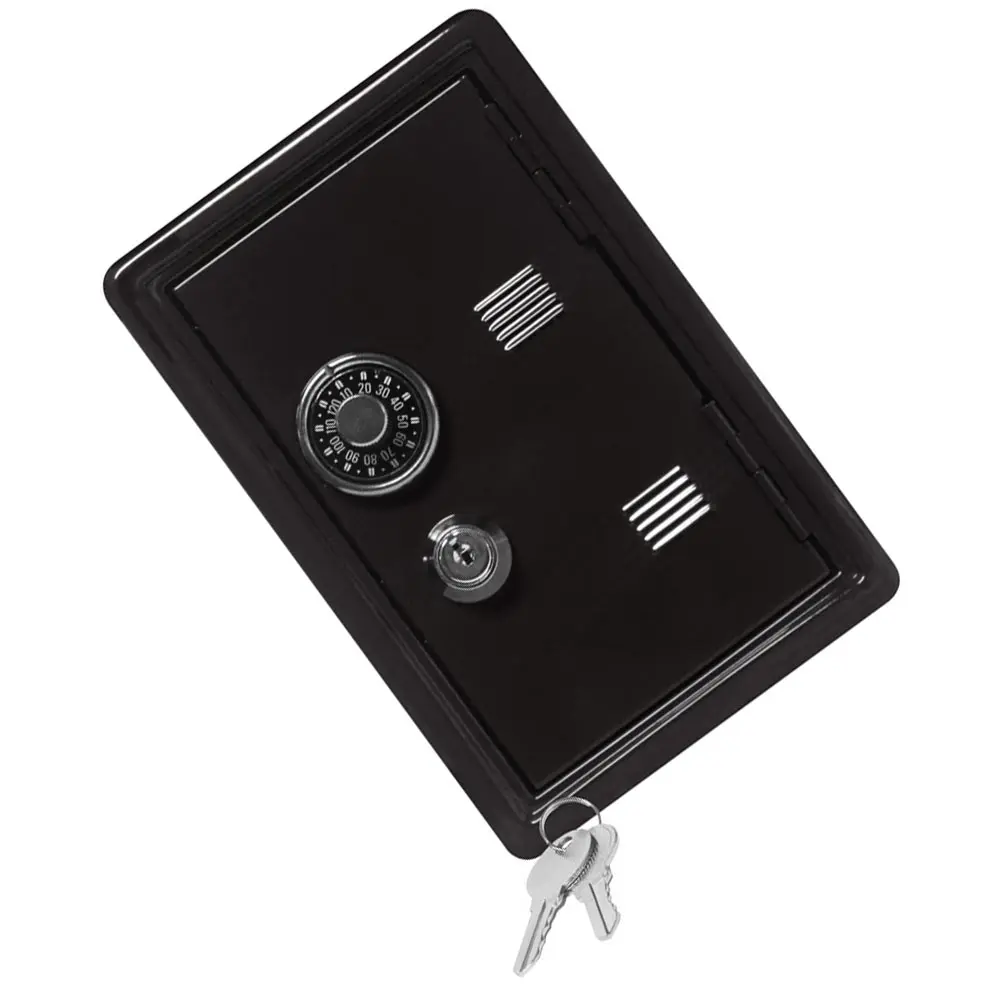 1pc Mini Iron Money Box Black Color Versatile Strongbox Coin Container Home Office Accessory Desk Decor Gift Idea
