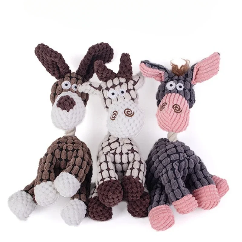 Niedliches Plüsch-Hundespielzeug, lustige Esel-Puppe, Tierform, bissfest, quietschendes Werkzeug, Welpe, interaktives, flauschiges Zubehör, Geburtstagsgeschenk