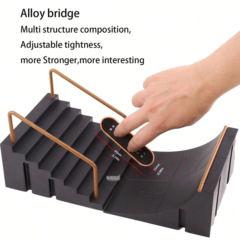 핑거보드 스케이트파크 키트, 더 큰 핑거 스케이트보드 램프 세트, 얼티밋 스케이트파크 훈련 소품, 핑거 스케이트 장난감, 의류 포함