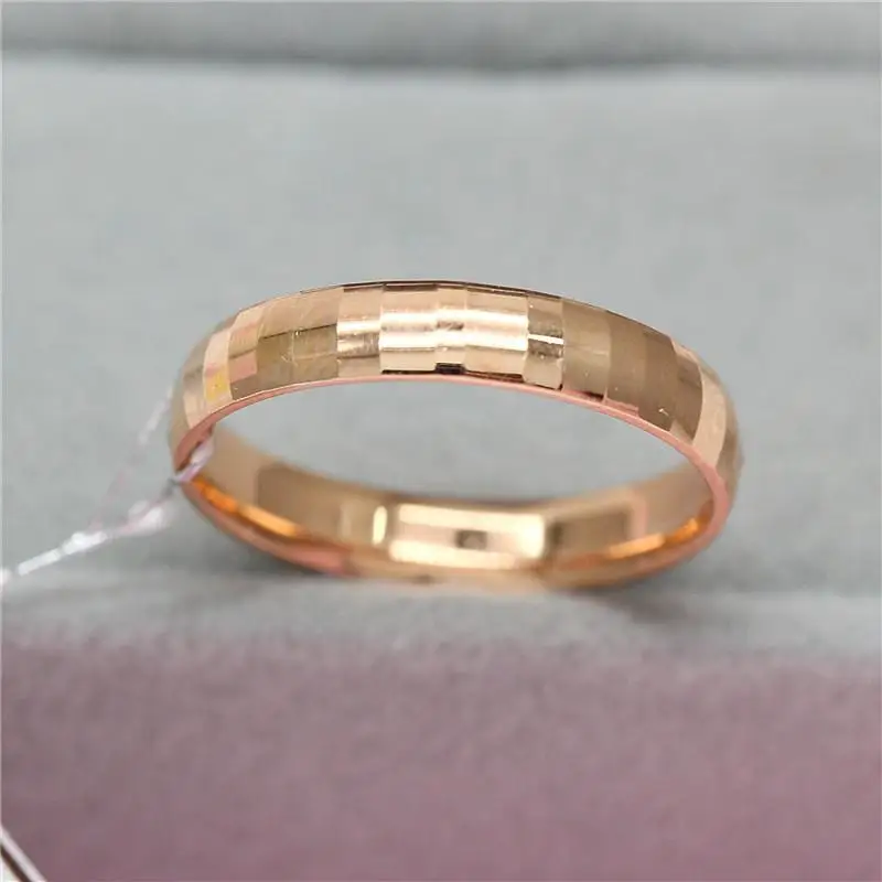 585 Purple Gold Glossy Ring 14K Rose Gold Geometric Classic Simple Resizable Classical Men's Women's Party Jewelry Gift