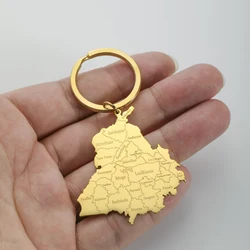 Amaxer Fashionable Retro Stainless Steel Punjab Province Map Pendant Keychain for Women Men Girlfriend Birthday Jewelry Gifts