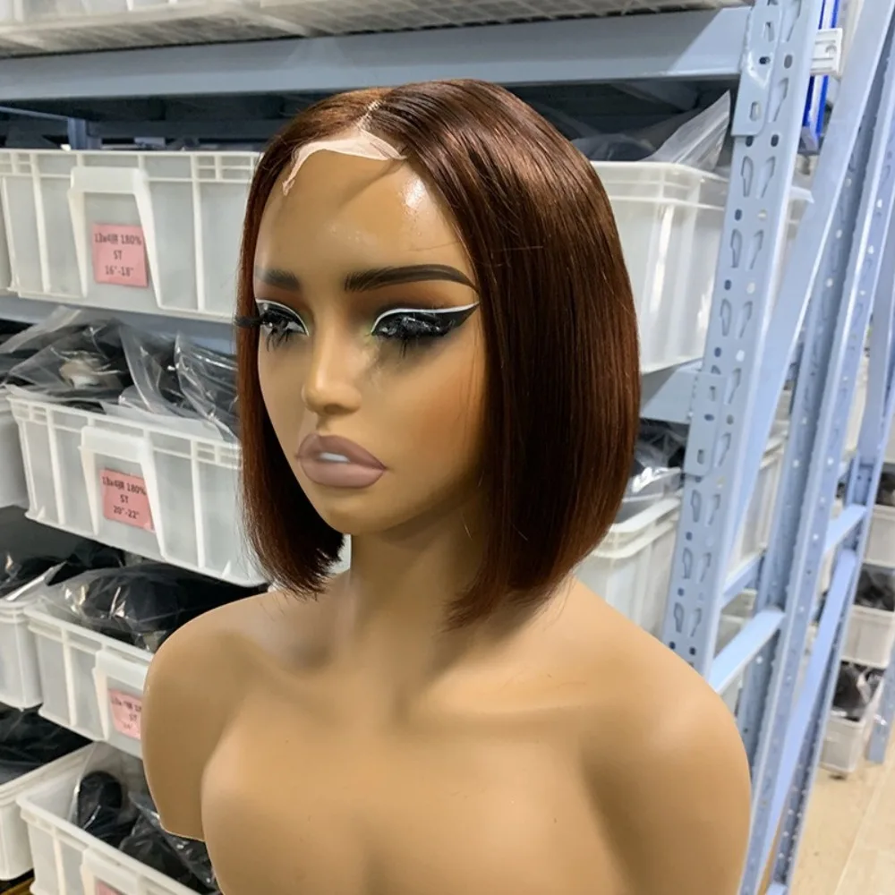 Hochwertige 12A 2*6 Kim Closure Bob Perücken, Schauspielerkopfbedeckung, brasilianisches Echthaar Remy, 8-12 Zoll, 180% Dichte, natürliche Farbe – Detail 9