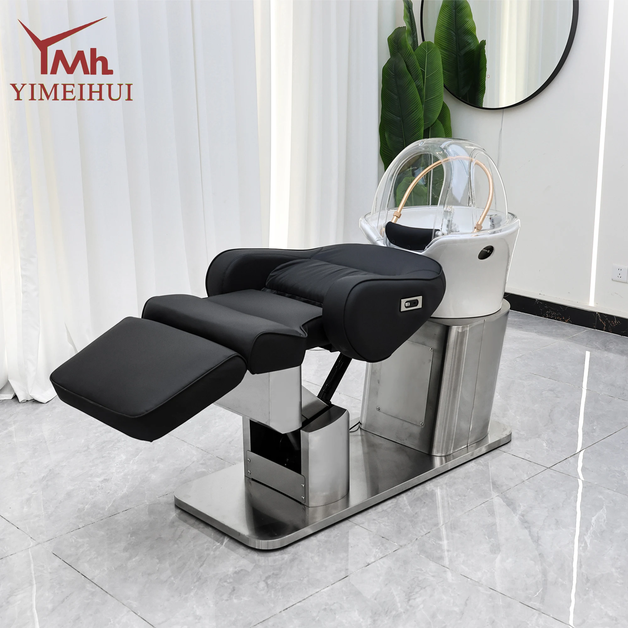 Wielofunkcyjne łóżko do spa z funkcją masażu głowy, krzesło do mycia włosów z parą, fotel do mycia włosów do salonów kosmetycznych i masażu.