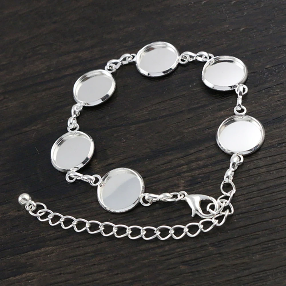 Nowy wysokiej jakości 2 sztuk 12mm 3 kolory Plated sześć 12mm bransoletka bransoletka Cameo baza puste ustalenia ustawienie Cabochon Cameo — zdjęcie 5