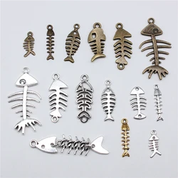 20pcs Fish Bone Charms For Jewelry Making Antique Bronze Silver Color Pendants DIY Crafts Making Findings Handmade Jewelry