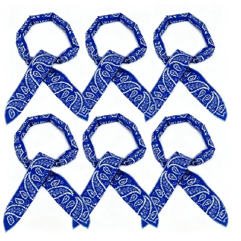 ABHS-6 Pack Cooling Neck Wraps Neck Cooler Ice Bandanas Scarf For Hot Weather Ultra Running Walking Riding Women Men Blue
