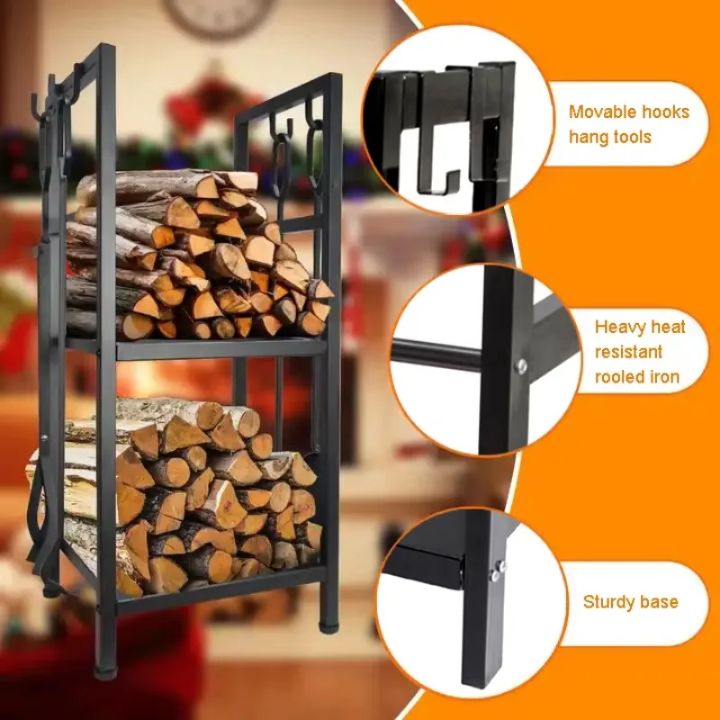 Деревянный стелаж для бревен, вертикальный деревянный стеллаж для хранения, металлическое порошковое покрытие для внутреннего и наружного использования, приемлемы 60x30x100 см в помещении.