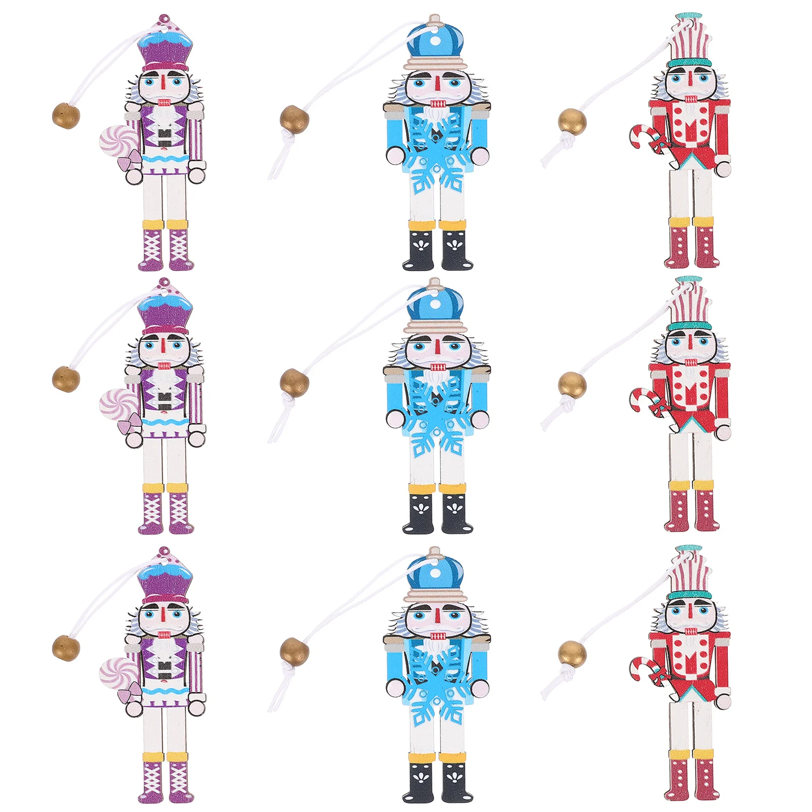 

9Pcs Hanging Nutcracker Wood Pendants Vintage Christmas Tree Ornaments Colorful Xmas Party Decoration Hanging Nutcracker Cutout