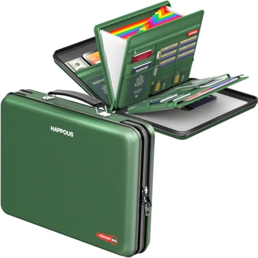 

Fireproof Document Box Expanding File Organizer with 13 Pockets Portable Fireproof File Box Hard-Shell Document Organizer Stora
