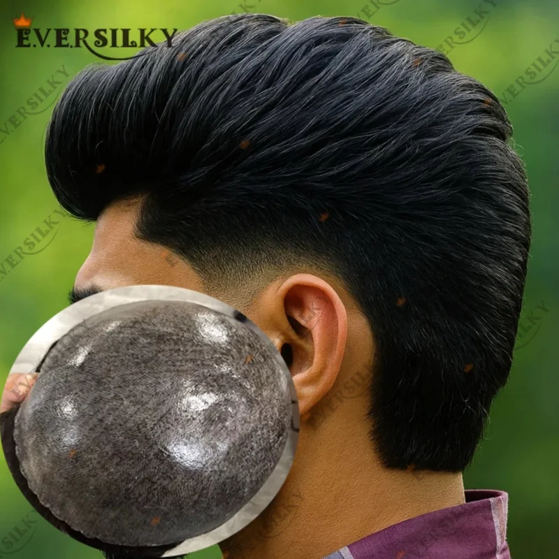 

Черный струйный # 1. Серый Коричневый # 1B20 # 4 прочных 100% человеческие волосы 30 мм, волнистые инъекции, мужской парик 0,1 мм, поликожа, мужской парик, линия волос Natura