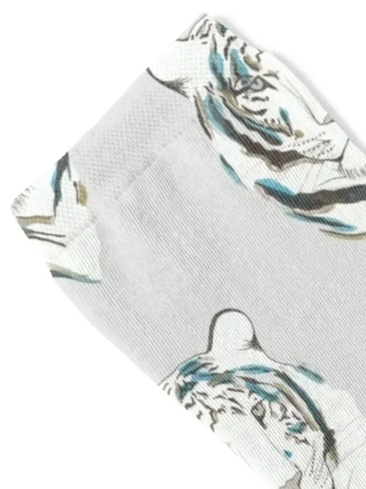 White Bengal Tiger in Blue Socks designer brand new in's FASHION Mens Socks Women's