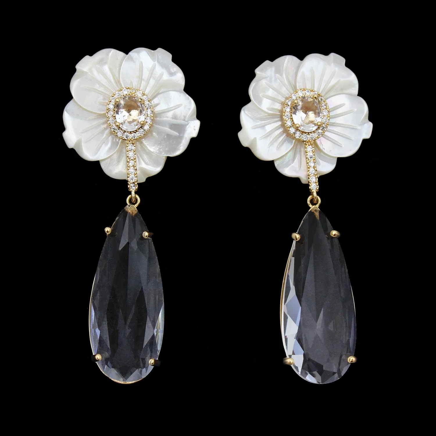 Shell Flower Water Drop Dangle Earrings for Women Designer Jewelry Elegant Party Accessories Female Gift