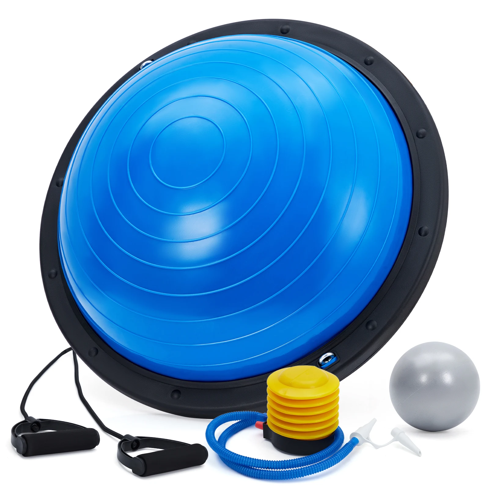 23-Zoll Halb-Balance-Ball-Trainer-Set – Rutschfestes Core-Stärkungstraining-Equipment mit Widerstandsbändern & Luftpumpe für Yoga & Pilates