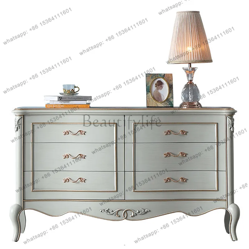 

French retro style entrance light luxury bucket cabinet beech living room decoration removable locker