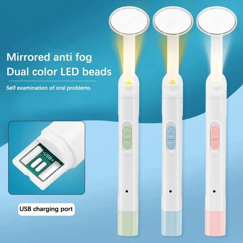 Dental LED Light Mouth Mirror Portable Reusable Dentist Oral Checking Fog Bright Tooth Care Hygiene Clean Instrument