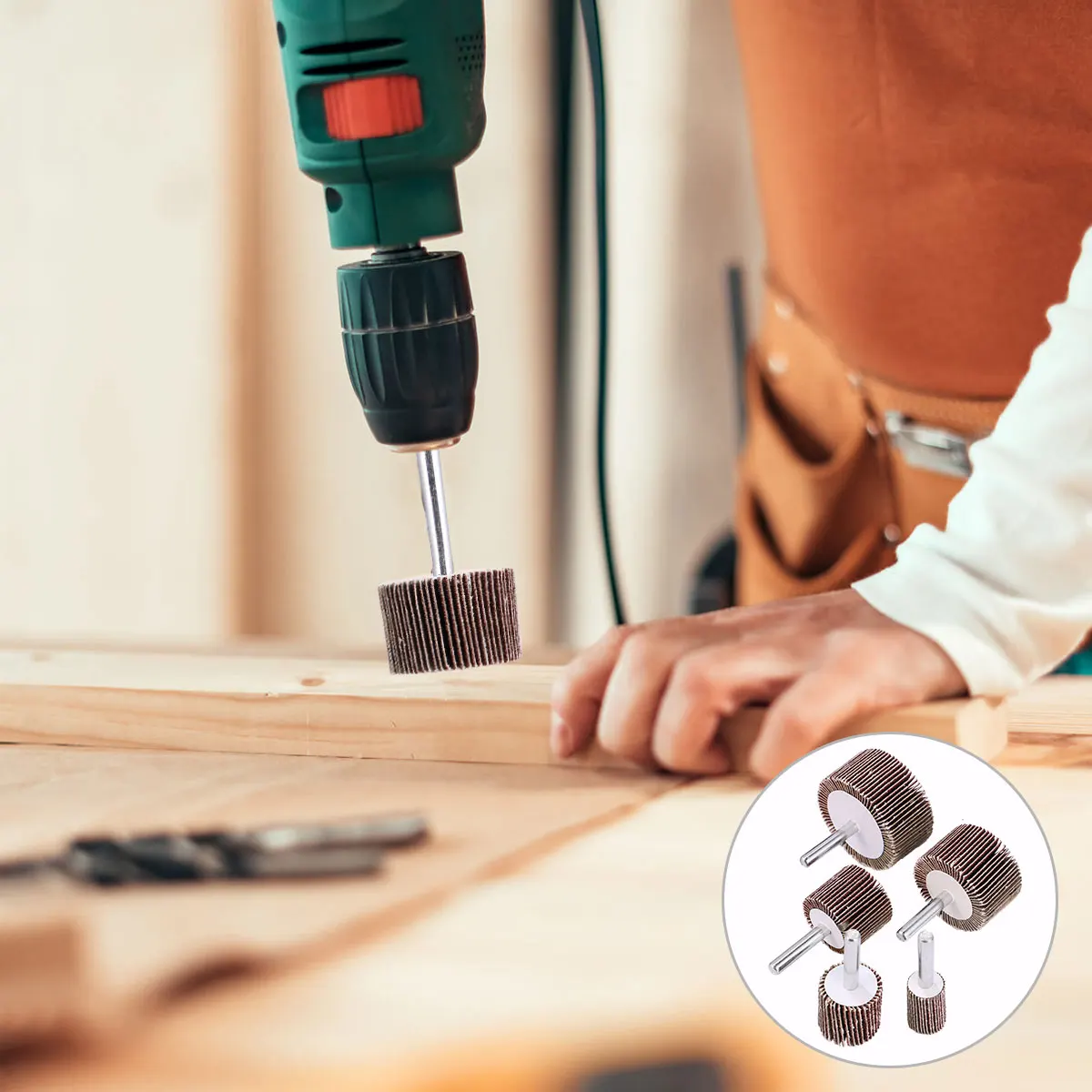 

10Pcs Polishing Grinding Heads Brown Corundum Durable Sandpaper Louver Grinding Heads for Surface Roughing Repair Derusting Wood