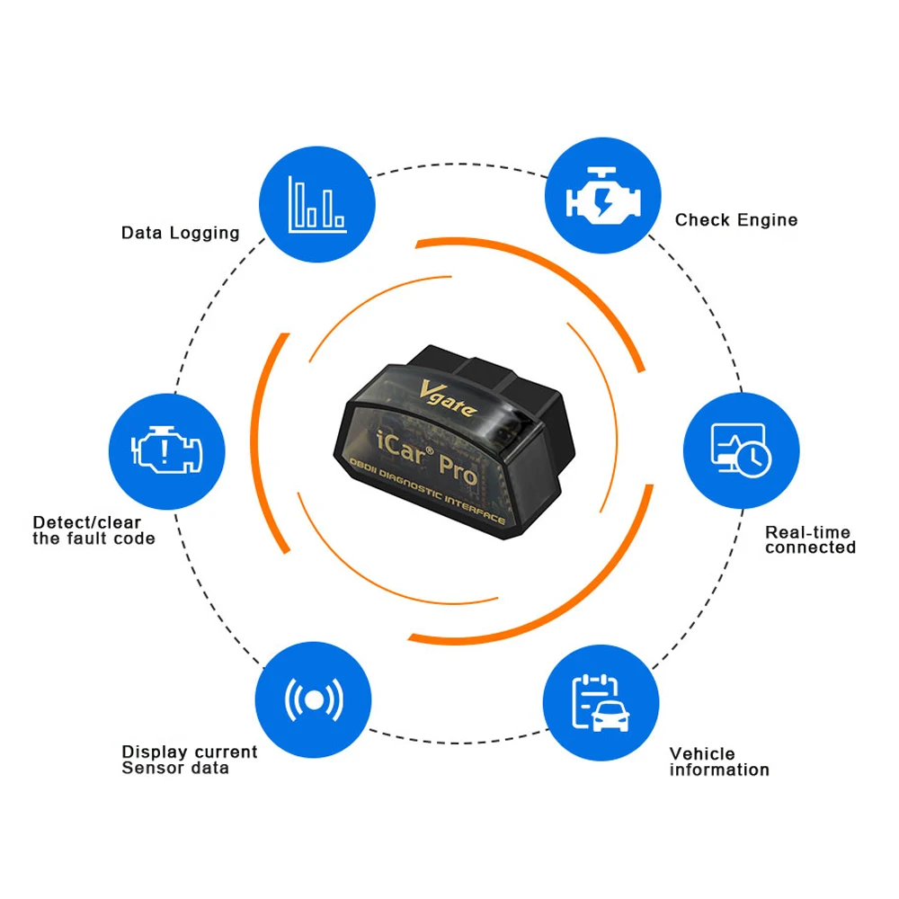 Vgate iCar Pro ELM327 V2.3 Bluetooth 3.0 Android OBD2 Diagnostic Tool ELM 327 ODB2 Car Scanner