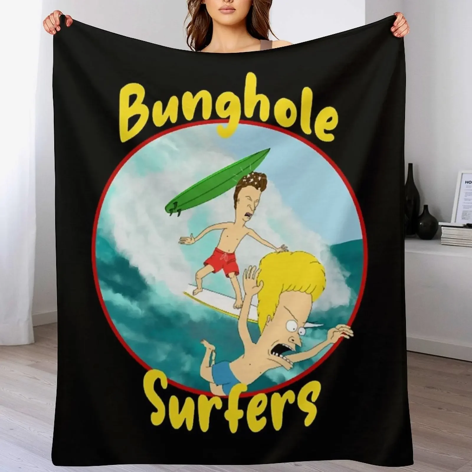 

Bunghole Surfers Throw Blanket Personalized Gift Polar Summer halloween Blankets