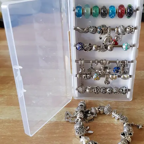 Acrylic Charms Beads Display Rod Tray Box fit Trollbeads Chamilia Troll Biagi Box Charm Beads Storage Case Loose Beads Boxes