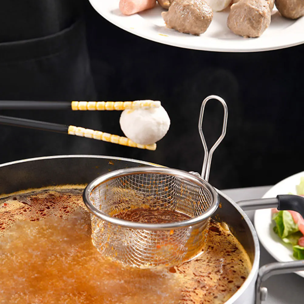 

1pc Stainless Steel Strainer Basket Fine Mesh Noodle Ramen Skimmer Kitchen Sieve For Hot Pot Pasta Spider Fry Tool