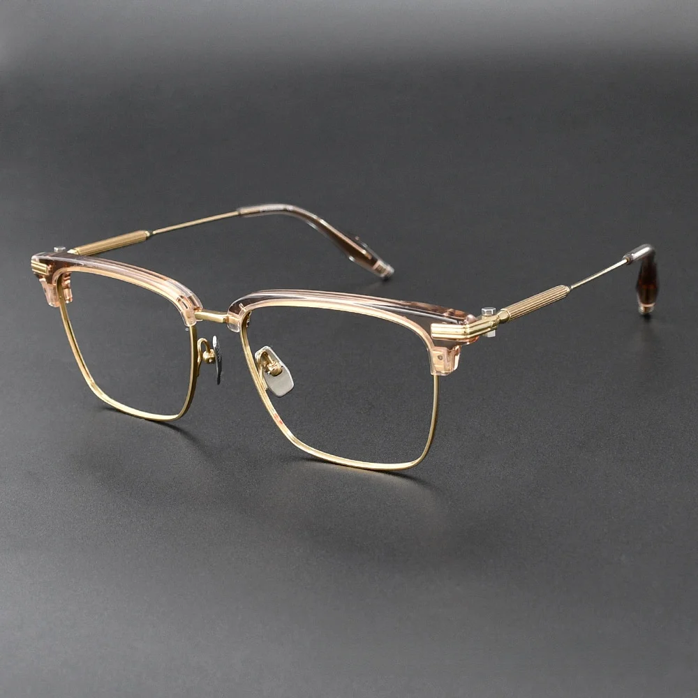World Fashion Top Designer Personalized Women's Titanium Frame Glasses Classic Retro Design Simple Luxury Men's Acetate Eyeglass
