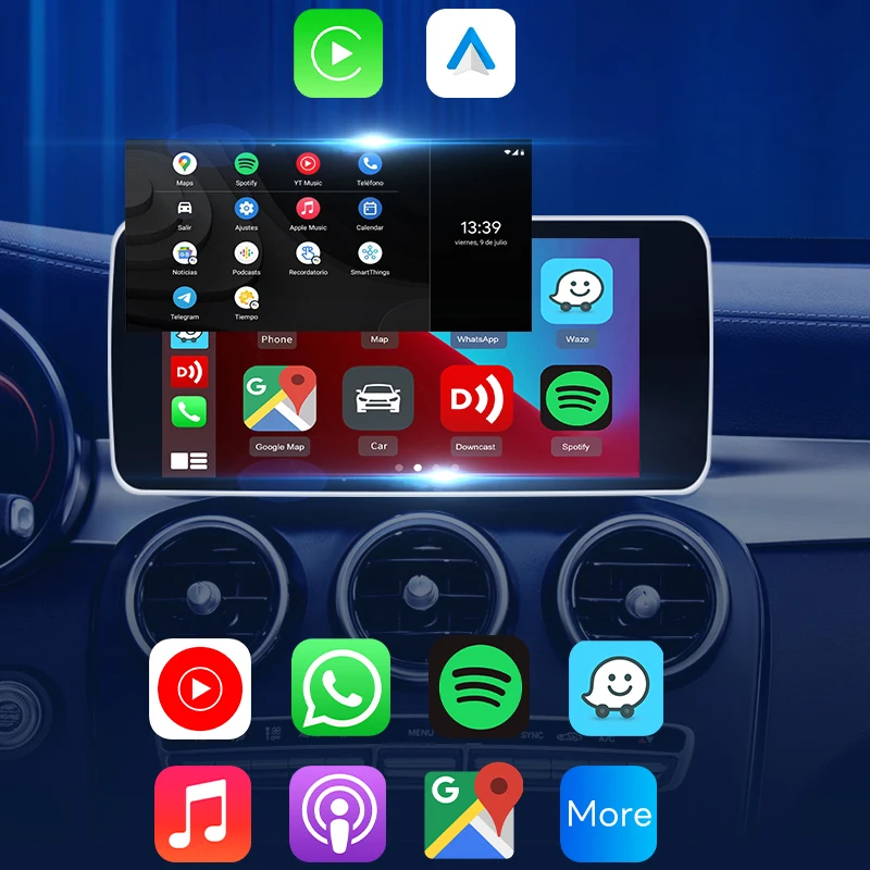 Qualcomm CarPlay Wireless AI Box, Apple CarPlay, Android, Automático, Youtube, TV, Vídeo, Com fio, OEM, Novo