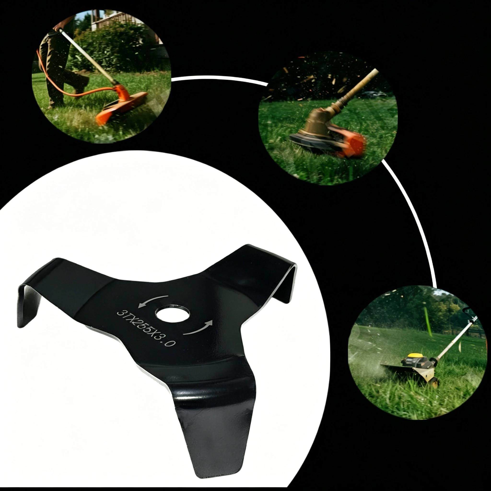 3T Curved Carbon Steel Brush Cutter Blade Heavy Duty Weed Eater Blade For Lawn Garden Bush Cutting Replacement Blade