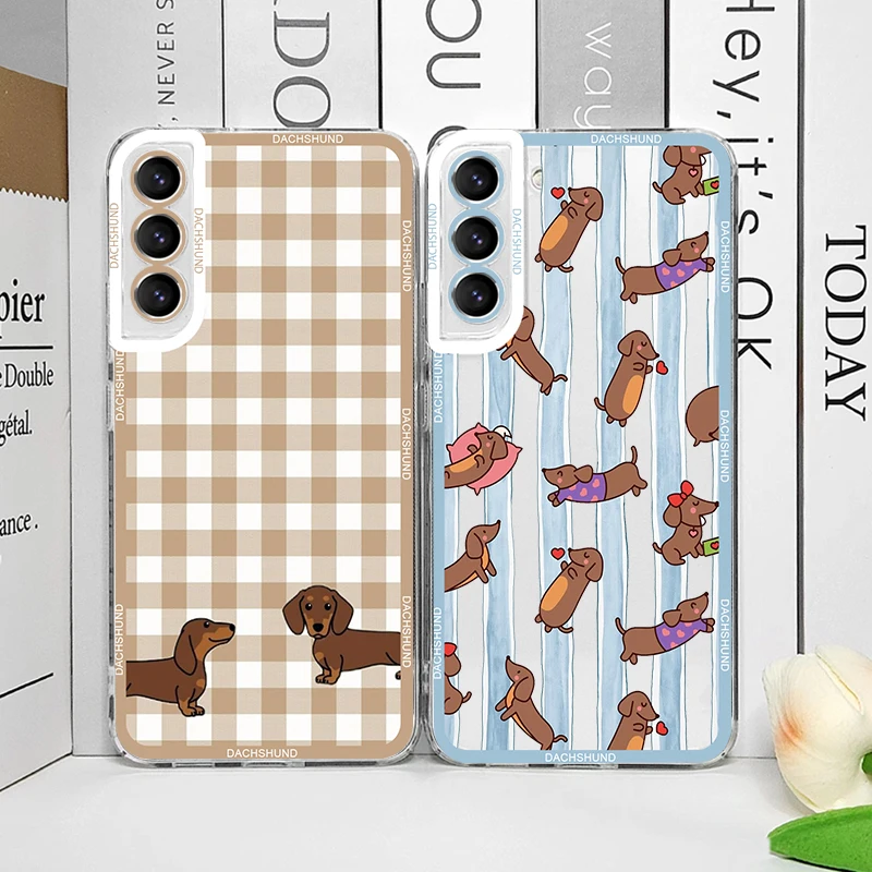 Cute Animal Sausage Dog Phone Case for Oppo Reno 13F 12 11 10 Pro Plus A79 A58 Find X3 Lite Dachshund Striped Printed Soft Cover