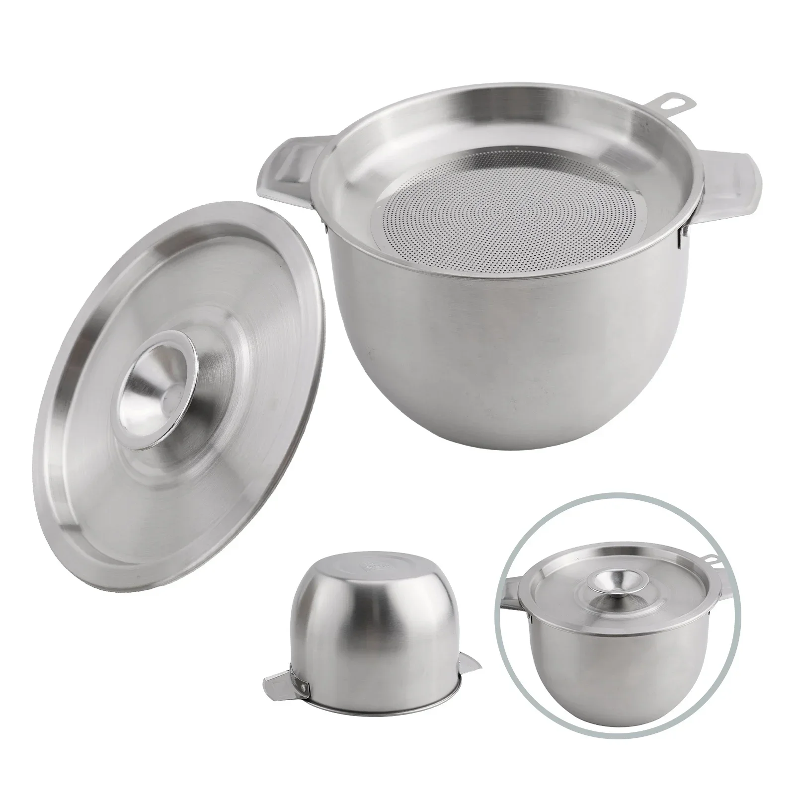 

Stainless Steel Household Soup Oil Filter Pot Lard Strainer Tank Container Storage Can With Lid Kitchen Tools 2.8L/3.8L/5.2L