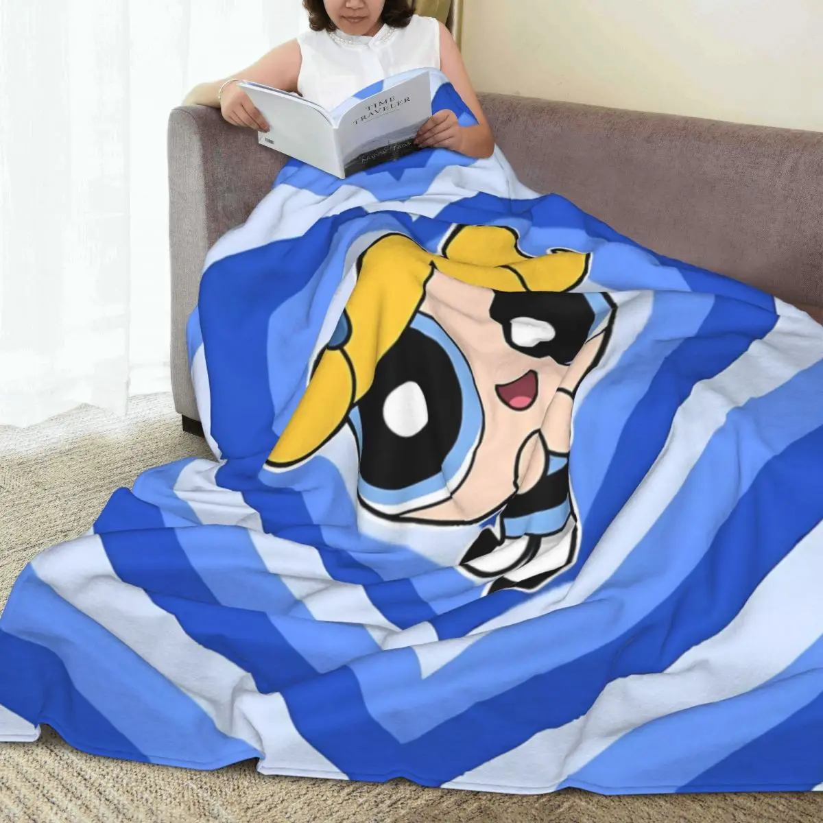 The Powerpuff Girls Bubbles Super Soft Blankets Decorative Plush Throw Blanket Street Trend Couch Chair Flannel Sofa Bed Cover