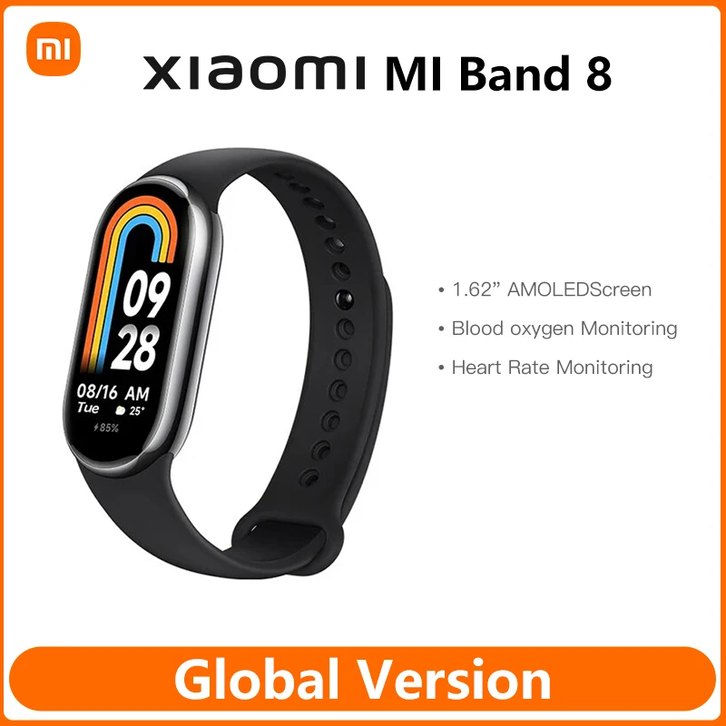 Смарт-браслет Xiaomi Smart Band 8, умный Браслет Xiaomi 7 цветов с AMOLED-экраном, Bluetooth, водонепроницаемые наручные спортивные часы Mi Band