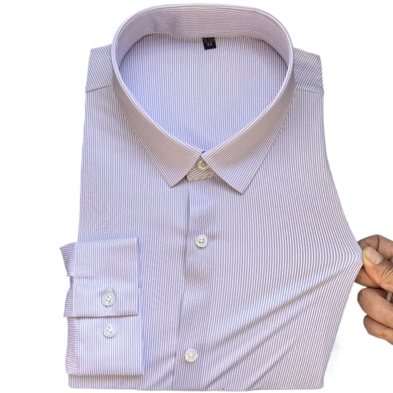 

High Stretch Formal Office Work White Shirt Men Long Sleeve Slim Fit Casual Anti-Wrinkle Camisa Social Business Easy CareS-5XL