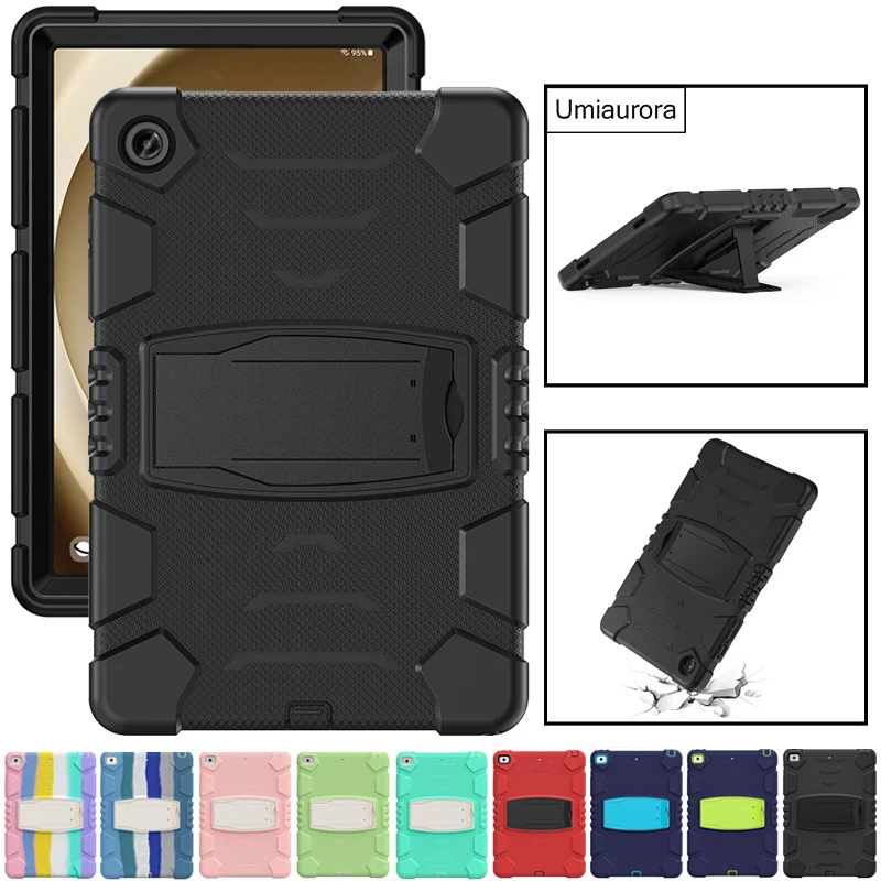 Heavy Duty Silicon Case For Samsung Tab A8 10.5 SM-X200 A9 Plus SM-X210 SM-X110 A7 Lite SM-T220 T500 P610 Stand Kids Armor Cover