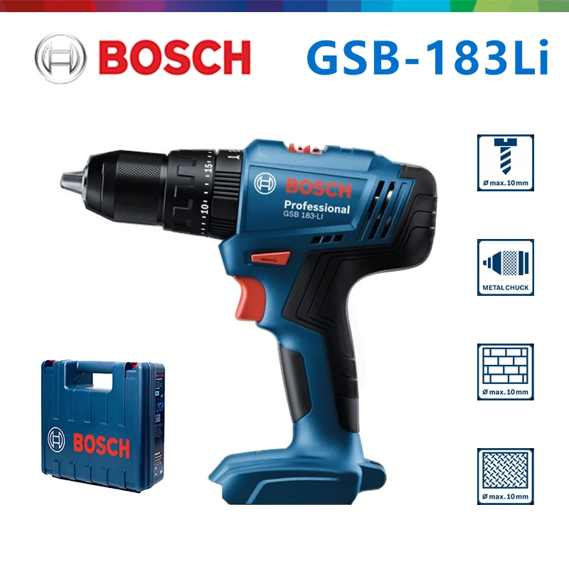 BOSCH GSB183 Li Brushless Electric Drill 18V Household Driver Impact Drill Cordless Screwdriver Original Power Tool