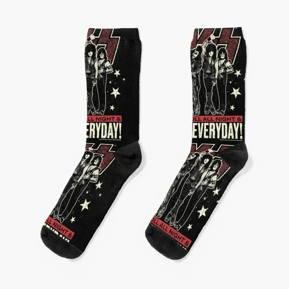 KISS - ROCK AND ROLL ALL NIGHT & PARTY EVERYDAY ! Socks retro cotton anti slip football Ladies Socks Men's