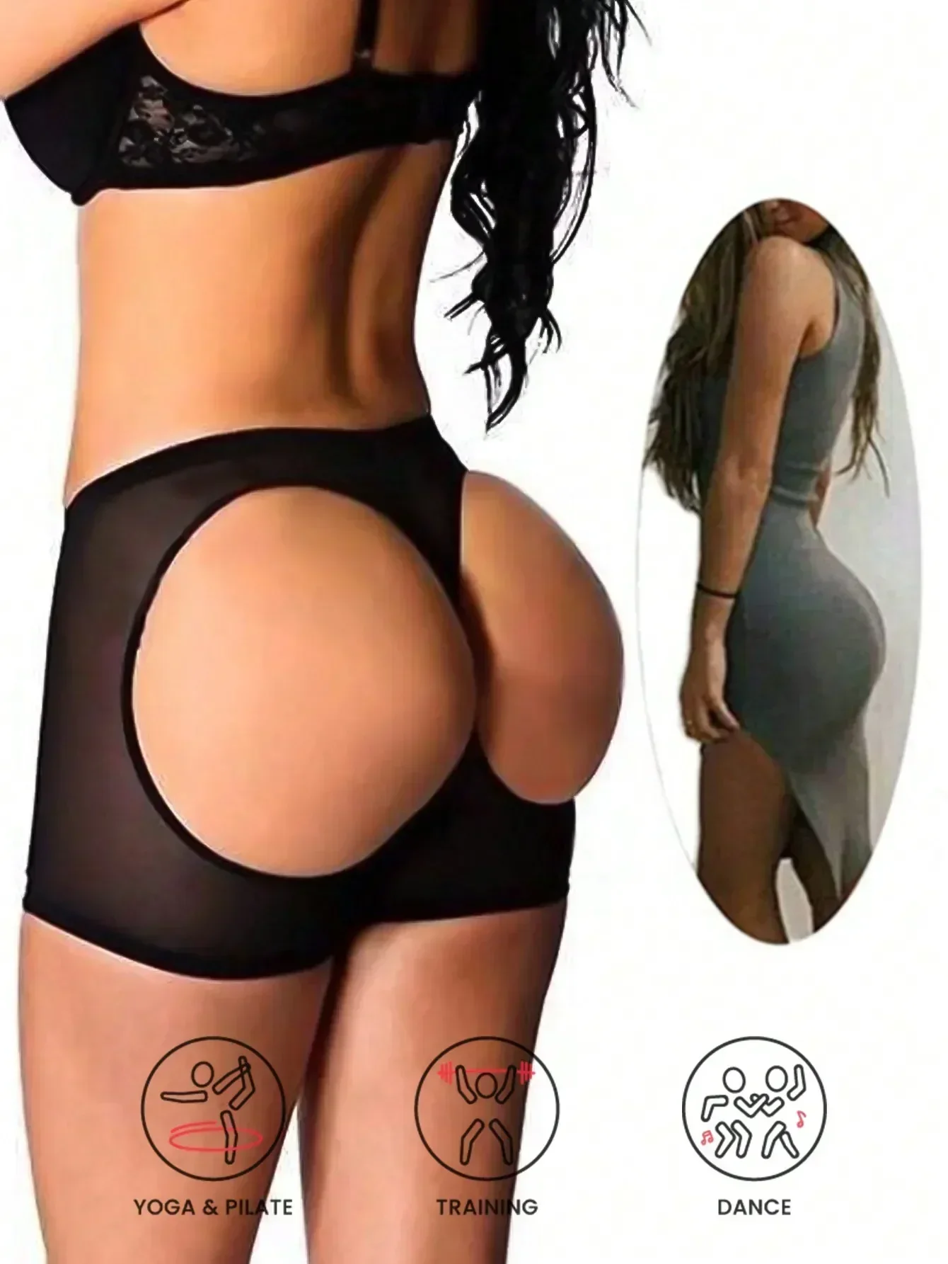 

1pc Sexy Sheer Butt Lifting Shorts [Small Size, Tight Fit. If You Want A Looser Fit, Please Purchase 1-2 Sizes Up], Breathable