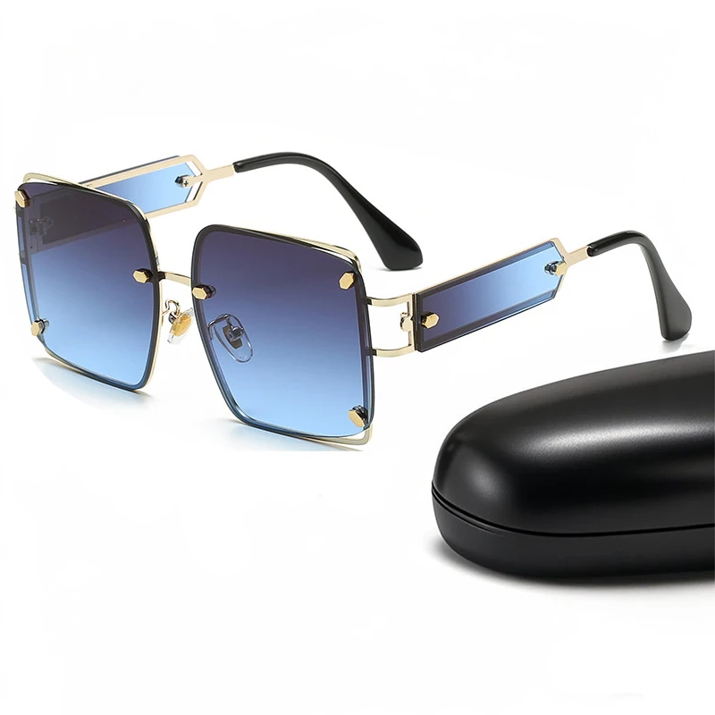 

Fashion Trend Big Square Punk Rivet Sunglasses For Men Women Brand Design Luxury Outdoor Sports Metal Gradient Sun Glasses 2025