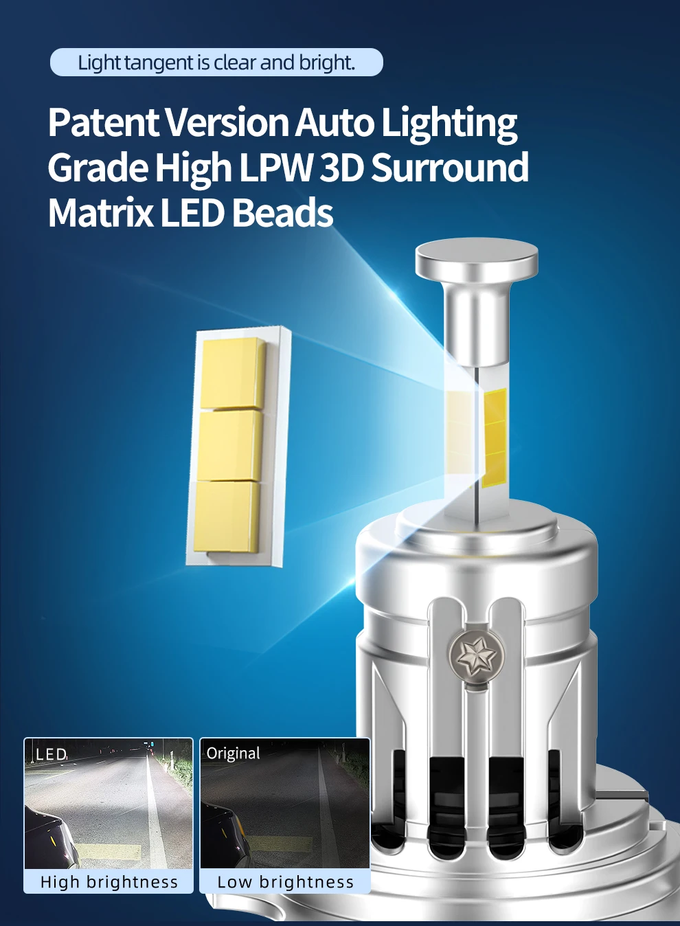 2 Stück 500 % heller als Original-Beleuchtung auf LED-H7-Scheinwerferlampen, Plug-and-Play, 6000 K, weiß, leistungsstark und ultrahell für Autos – Detail 3