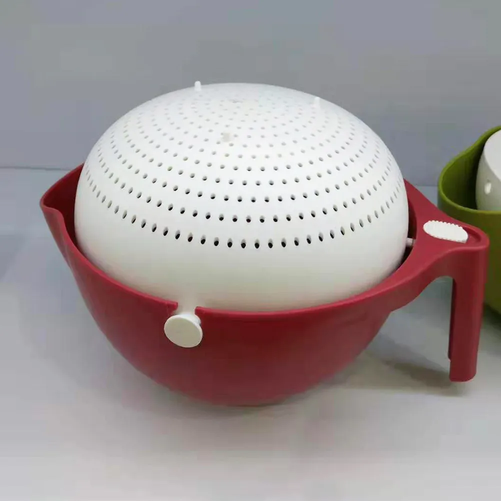 

Double Layers Portable Fruit Vegetable Washing Basket Red White Detachable Drain Storage Rack Kitchen Colanders Rice Strainer